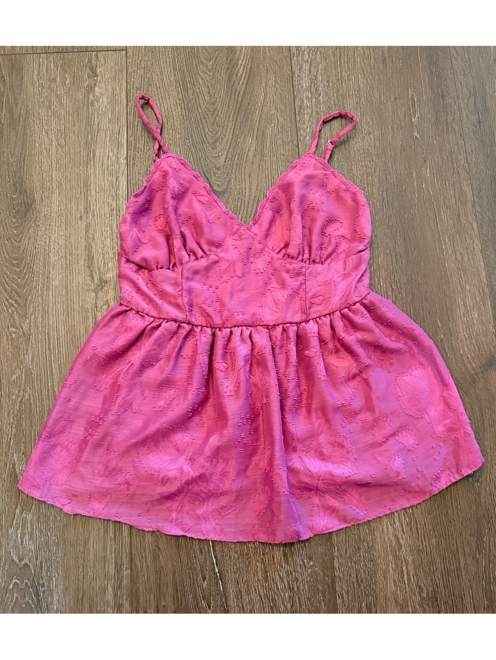 Wild Fable Pink Floral Jacquard Babydoll Cami Tank Top XS